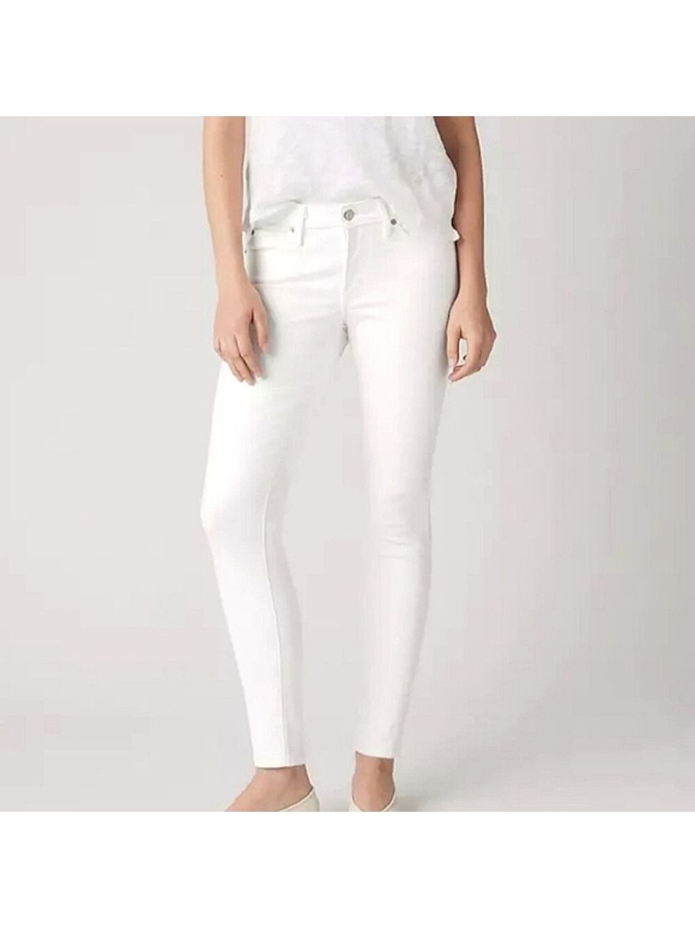 Y2K Levi's 711 Mid Rise Skinny Ankle Jeans Stretch Capris Crisp White Size 26